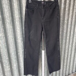OAT Black Mid Rise Rhinestone Jeans Size 0